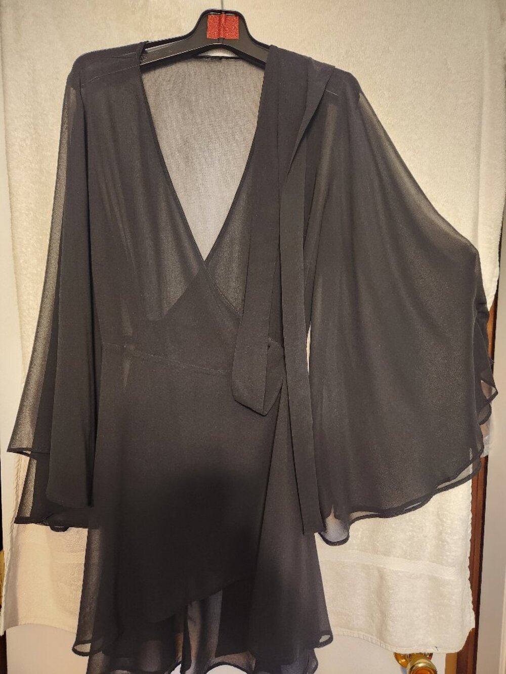 Black sheer wrap blouse